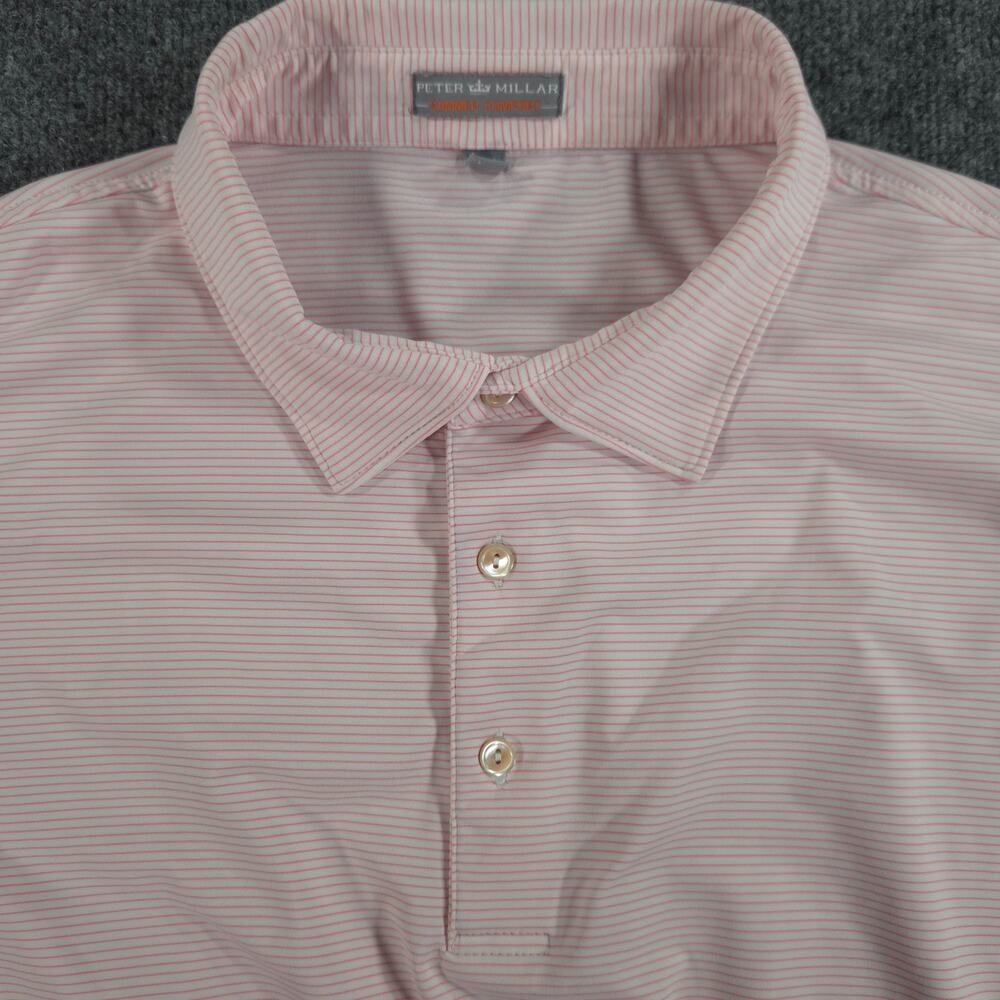 Peter Millar Summer Comfort Polo XXL Pink Striped Golf Southern Trace CC Logo